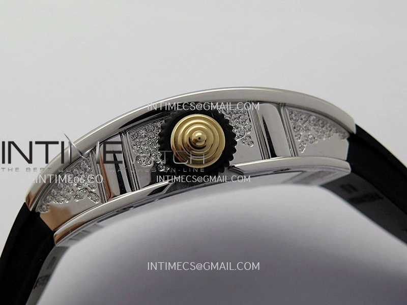 RM07 Paved Snowflake Cut Diamonds SS ZF Best Edition Black MOP Diamond Skeleton Dial On Black Rubber Strap Asian CRMA2 Clone