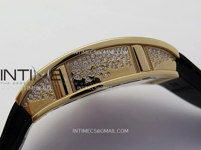 RM07 Paved Snowflake Cut Diamonds RG ZF Best Edition Black MOP Diamond Skeleton Dial On Black Rubber Strap Asian CRMA2 Clone