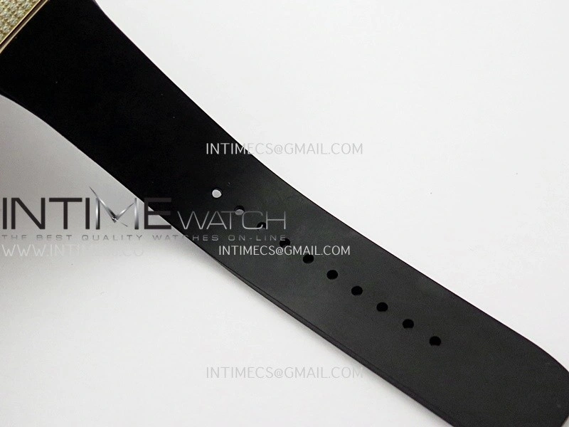 RM07 Paved Snowflake Cut Diamonds RG ZF Best Edition Black MOP Diamond Skeleton Dial On Black Rubber Strap Asian CRMA2 Clone