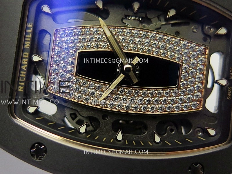 RM07 Real Black Ceramic RG ZF Best Edition Black MOP Diamond Skeleton Dial On Black Rubber Strap Asian CRMA2 Clone