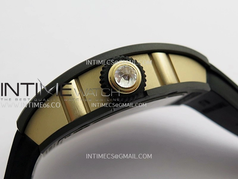 RM07 Real Black Ceramic Diamond Bezel YG ZF Best Edition Black MOP Diamond Skeleton Dial On Black Rubber Strap Asian CRMA2 Clone