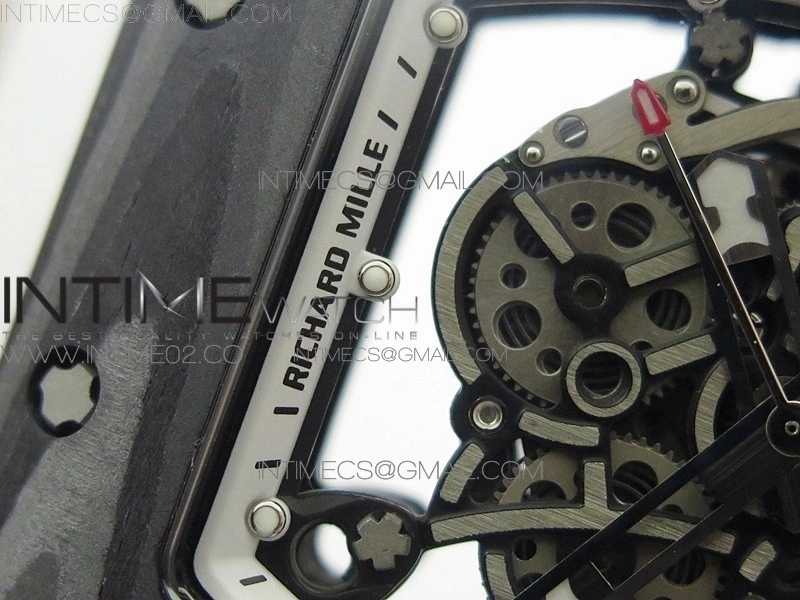 RM055 Ti Case KVF Best Edition Carbon Bezel Skeleton Dial White Crown on White Rubber Strap MIYOTA8215