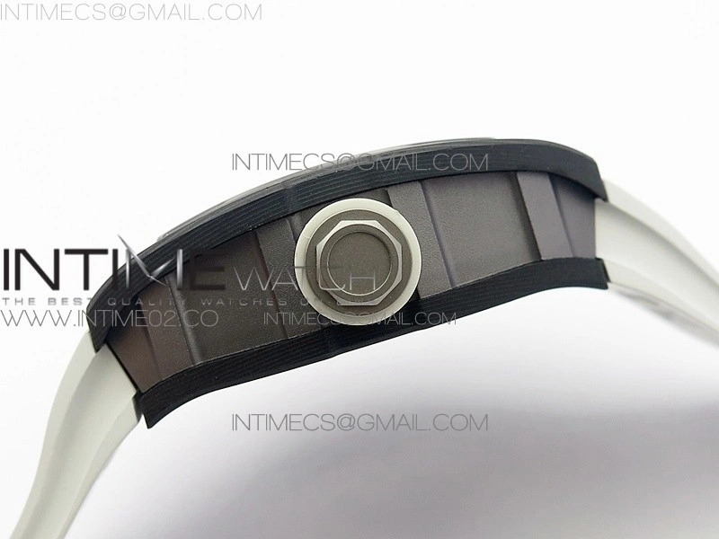 RM055 Ti Case KVF Best Edition Carbon Bezel Skeleton Dial White Crown on White Rubber Strap MIYOTA8215