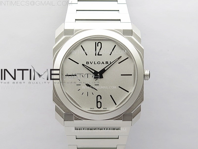 Octo Finissimo Satin-polished steel BVF 1:1 Best Edition Silver Dial on Satin-polished steel Bracelet Asian Micro Rotor Movement