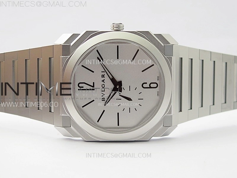 Octo Finissimo Satin-polished steel BVF 1:1 Best Edition Silver Dial on Satin-polished steel Bracelet Asian Micro Rotor Movement