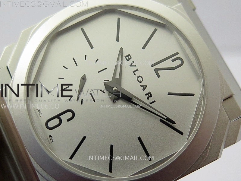 Octo Finissimo Satin-polished steel BVF 1:1 Best Edition Silver Dial on Satin-polished steel Bracelet Asian Micro Rotor Movement