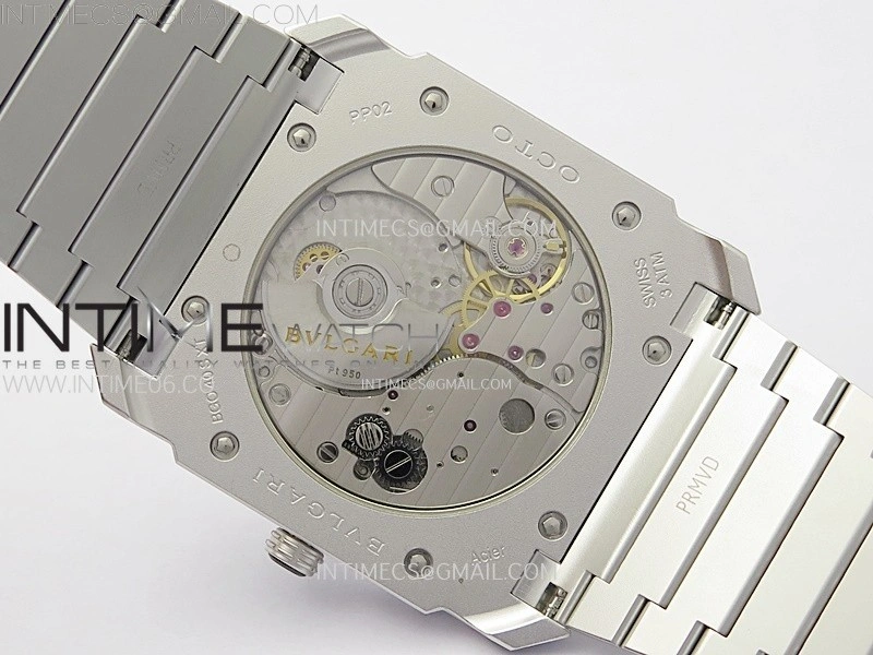 Octo Finissimo Satin-polished steel BVF 1:1 Best Edition Silver Dial on Satin-polished steel Bracelet Asian Micro Rotor Movement