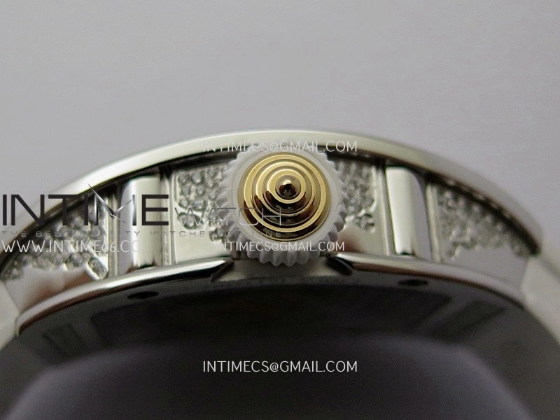RM07 Paved Snowflake Cut Diamonds SS ZF Best Edition White MOP Diamond Skeleton Dial On White Rubber Strap Asian CRMA2 Clone