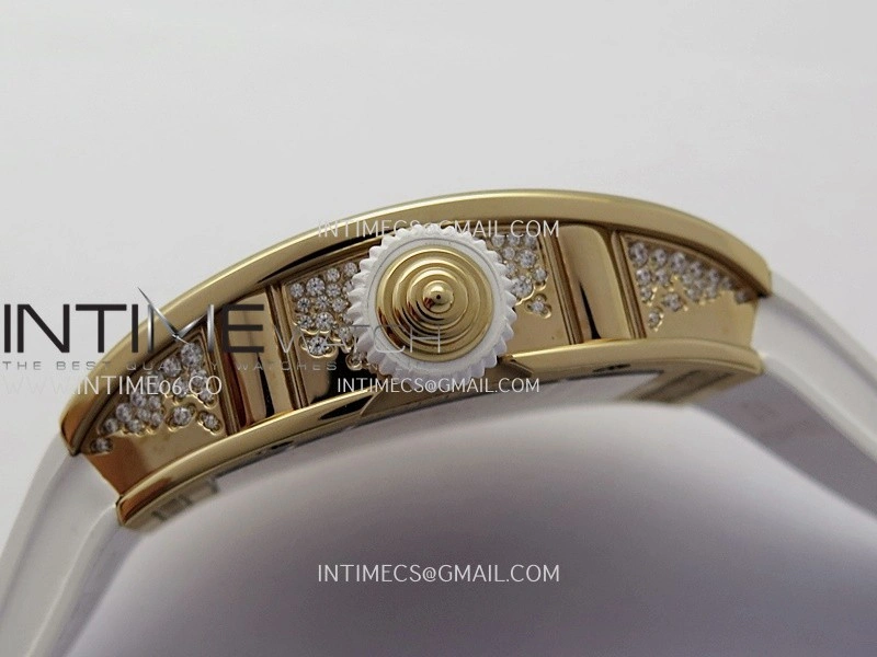 RM07 Paved Snowflake Cut Diamonds RG ZF Best Edition White MOP Diamond Skeleton Dial On White Rubber Strap Asian CRMA2 Clone