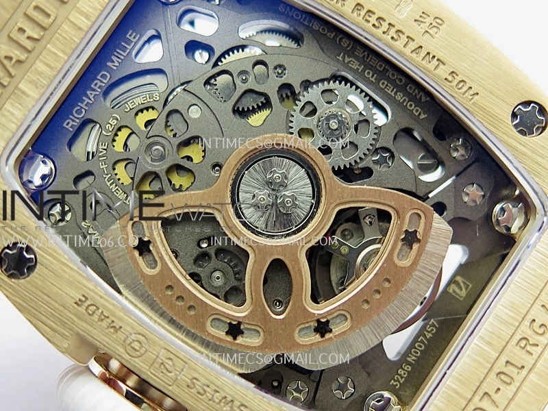 RM07 Paved Snowflake Cut Diamonds RG ZF Best Edition White MOP Diamond Skeleton Dial On White Rubber Strap Asian CRMA2 Clone