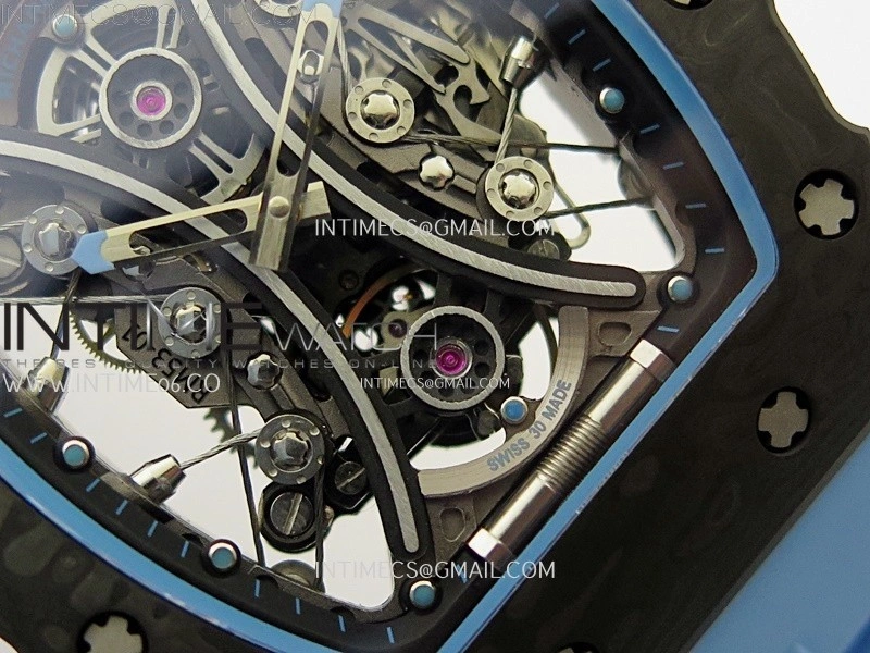 RM053-01 Real Forge Carbon JBF Best Edition Skeleton Dial on Blue Rubber Strap Asian Movement