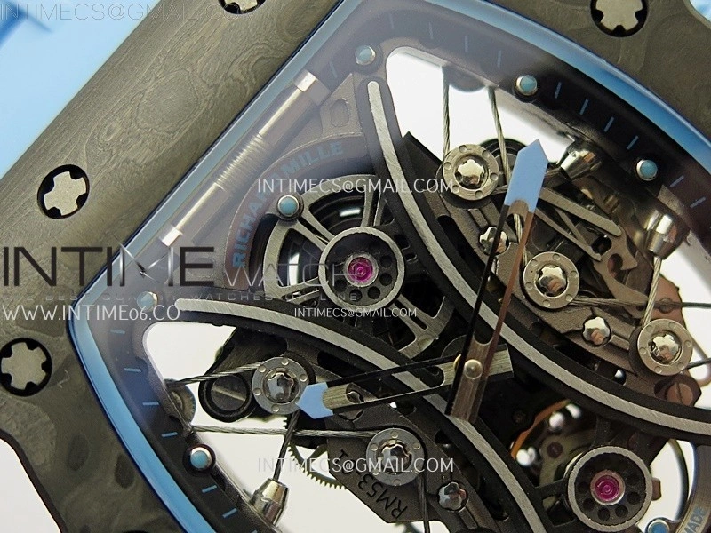 RM053-01 Real Forge Carbon JBF Best Edition Skeleton Dial on Blue Rubber Strap Asian Movement
