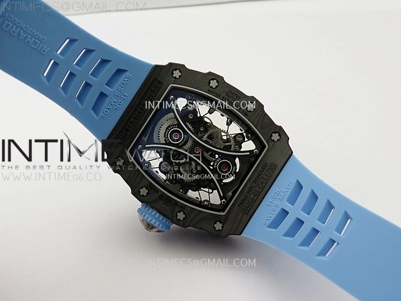 RM053-01 Real Forge Carbon JBF Best Edition Skeleton Dial on Blue Rubber Strap Asian Movement