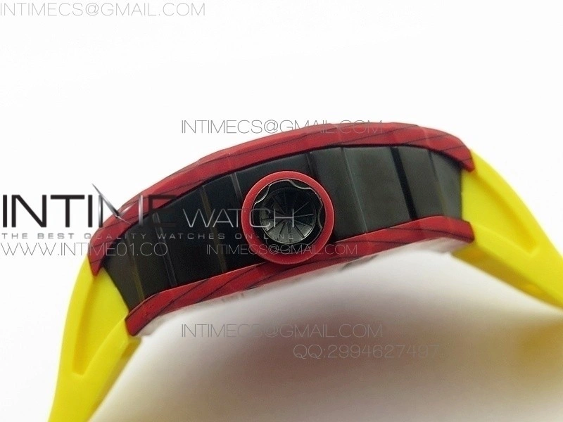 RM 035-2 Red Forged Carbon Black Inner Bezel Skeleton Dial on Yellow Rubber Strap MIYOTA9015