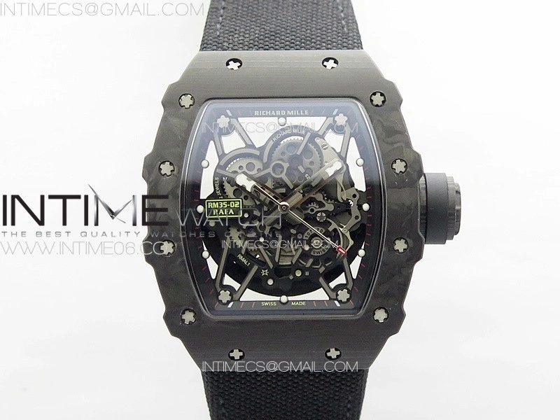 RM035-02 Forged Carbon Case KUF Best Edition Black Crown on Black Nylon Strap MIYOTA8215