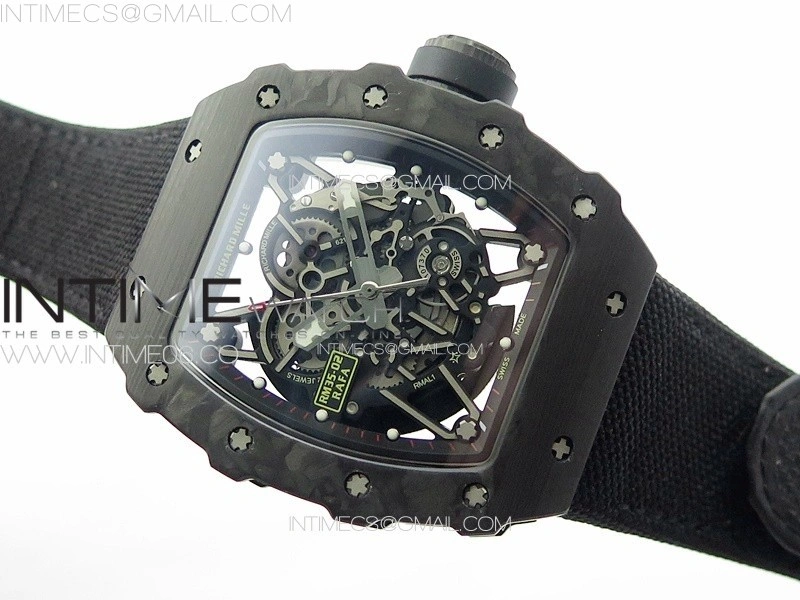 RM035-02 Forged Carbon Case KUF Best Edition Black Crown on Black Nylon Strap MIYOTA8215