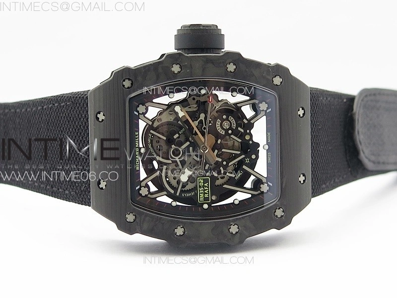 RM035-02 Forged Carbon Case KUF Best Edition Black Crown on Black Nylon Strap MIYOTA8215