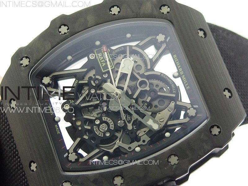 RM035-02 Forged Carbon Case KUF Best Edition Black Crown on Black Nylon Strap MIYOTA8215