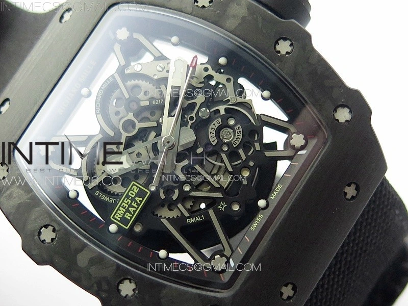RM035-02 Forged Carbon Case KUF Best Edition Black Crown on Black Nylon Strap MIYOTA8215