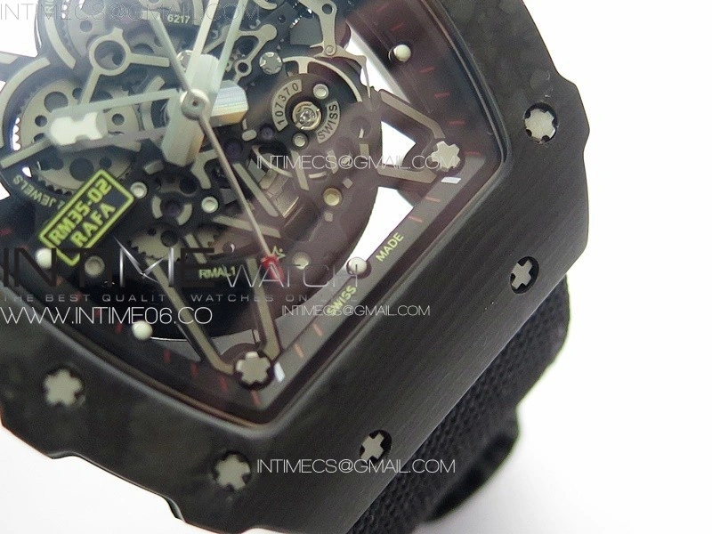 RM035-02 Forged Carbon Case KUF Best Edition Black Crown on Black Nylon Strap MIYOTA8215