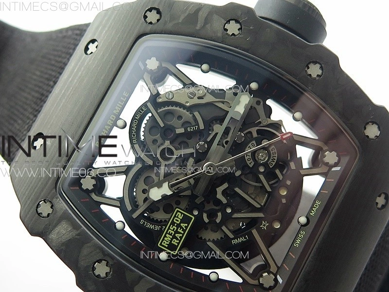 RM035-02 Forged Carbon Case KUF Best Edition Black Crown on Black Nylon Strap MIYOTA8215