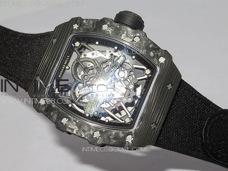 RM035-02 Forged Carbon Case KUF Best Edition Black Crown on Black Nylon Strap MIYOTA8215