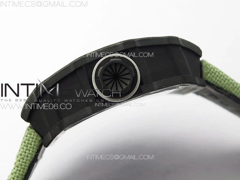 RM035-02 Forged Carbon Case KUF Best Edition White Crown on Green Nylon Strap MIYOTA8215