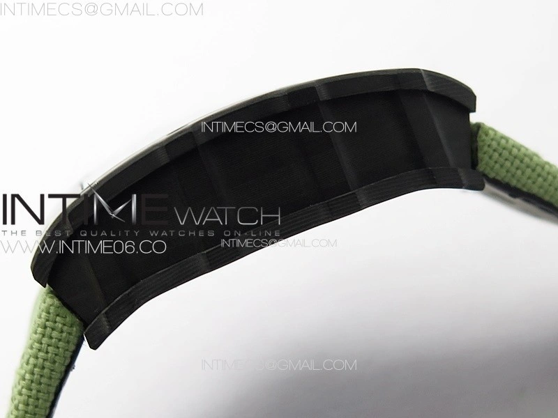 RM035-02 Forged Carbon Case KUF Best Edition White Crown on Green Nylon Strap MIYOTA8215