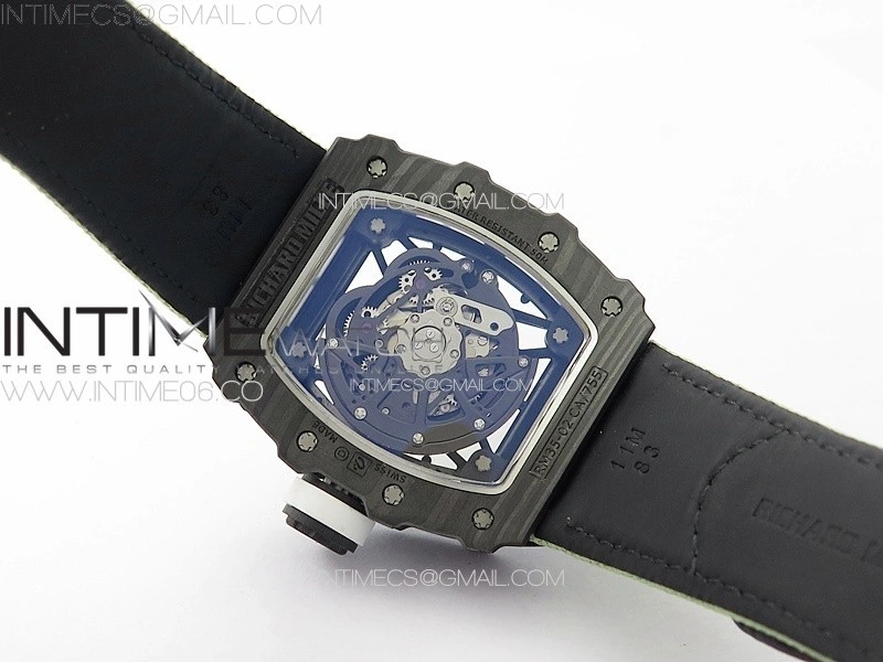 RM035-02 Forged Carbon Case KUF Best Edition White Crown on Green Nylon Strap MIYOTA8215