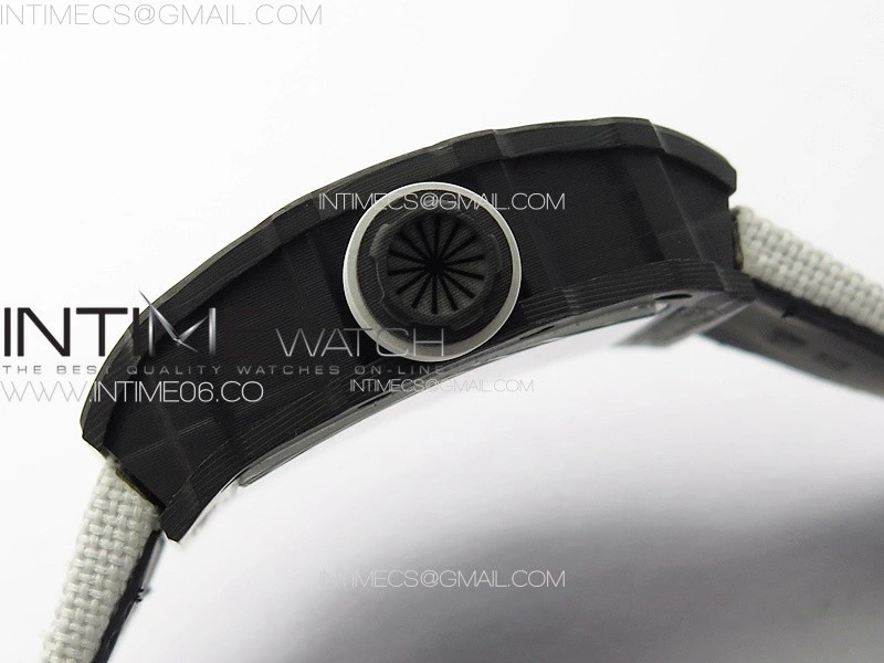 RM035-02 Forged Carbon Case KUF Best Edition White Crown on White Nylon Strap MIYOTA8215