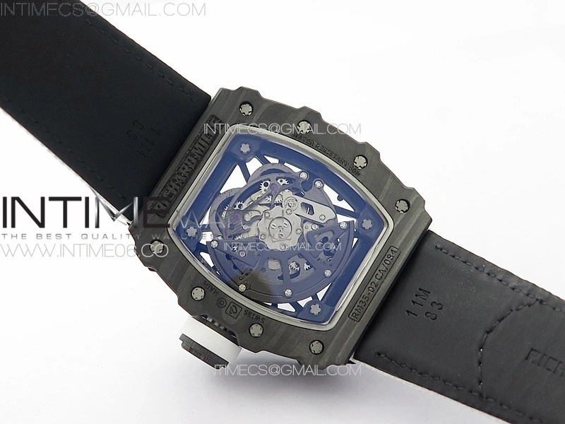 RM035-02 Forged Carbon Case KUF Best Edition White Crown on White Nylon Strap MIYOTA8215