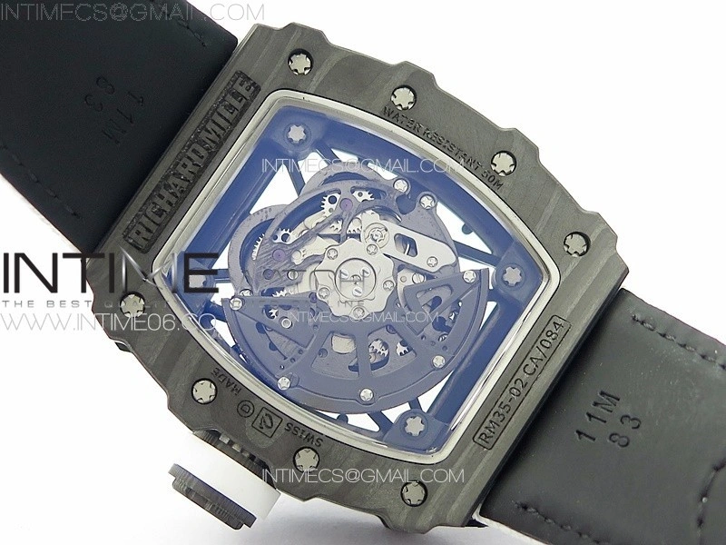 RM035-02 Forged Carbon Case KUF Best Edition White Crown on White Nylon Strap MIYOTA8215