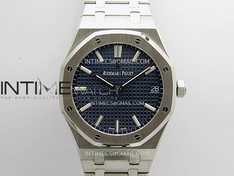 Royal Oak 41mm 15500 SS APSF Free Sprung 1:1 Best Edition Blue Textured Dial On SS Bracelet Super Clone A4302