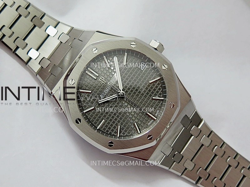 Royal Oak 41mm 15500 SS APSF Free Sprung 1:1 Best Edition Gray Textured Dial On SS Bracelet Super Clone A4302