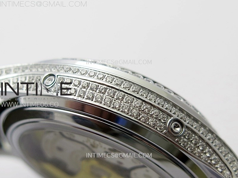 Annual Calendar 4947G Full Paved Diamonds N1F Best Edition White MOP Dial on Green Leather Strap A324
