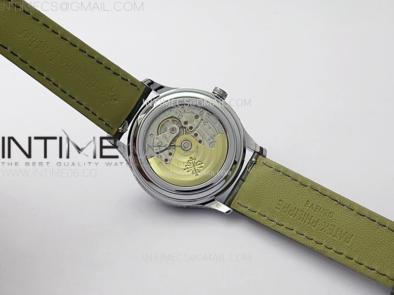 Annual Calendar 4947G Full Paved Diamonds N1F Best Edition White MOP Dial on Green Leather Strap A324