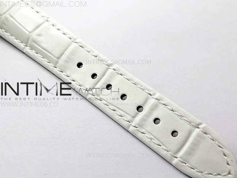 Annual Calendar 4947R Full Paved Diamonds N1F Best Edition White MOP Dial on White Leather Strap A324