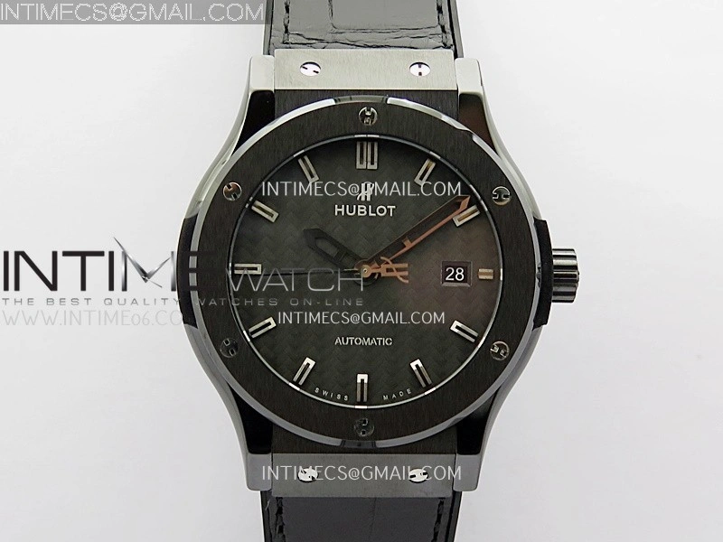 Classic Fusion 42mm Ceramic JJZF 1:1 Best Edition Black Carbon Dial On Black Gummy Strap