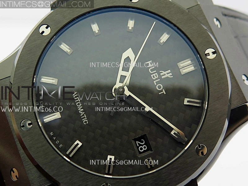 Classic Fusion 42mm Ceramic JJZF 1:1 Best Edition Black Carbon Dial On Black Gummy Strap