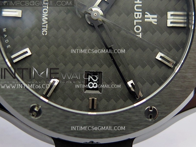 Classic Fusion 42mm Ceramic JJZF 1:1 Best Edition Black Carbon Dial On Black Gummy Strap