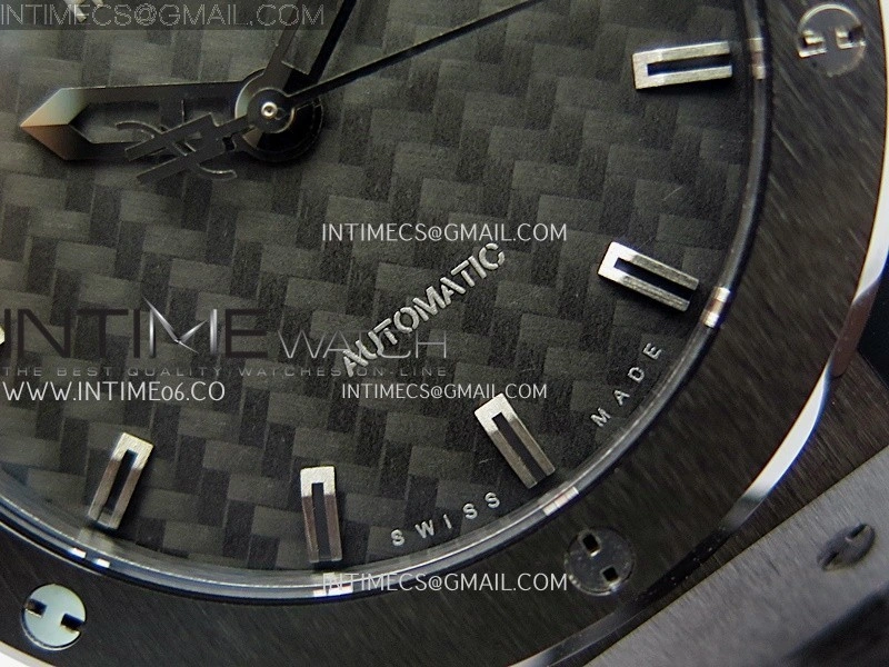 Classic Fusion 42mm Ceramic JJZF 1:1 Best Edition Black Carbon Dial On Black Gummy Strap