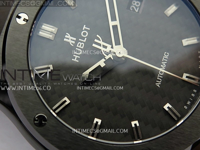 Classic Fusion 42mm Ceramic JJZF 1:1 Best Edition Black Carbon Dial On Black Gummy Strap
