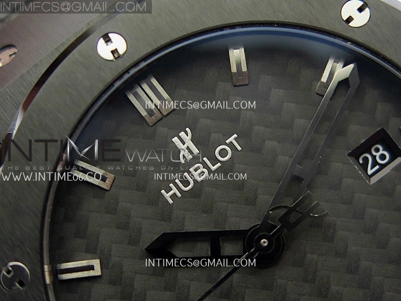 Classic Fusion 42mm Ceramic JJZF 1:1 Best Edition Black Carbon Dial On Black Gummy Strap