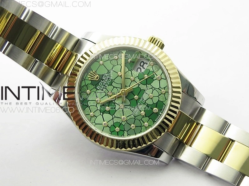 DateJust 31mm 278274 904L SS YG GMF Best Edition Green Flowers Crystals Dial on 904L SS YG Oyster Bracelet A2824