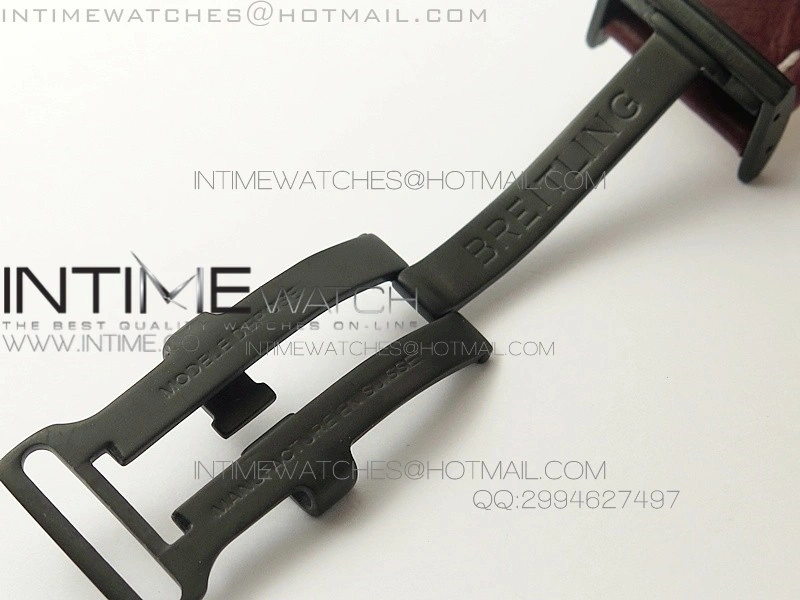 Avenger GMT DLC Black Stick Marker Textured Dial Red Inner Bezel on Leather strap A2836