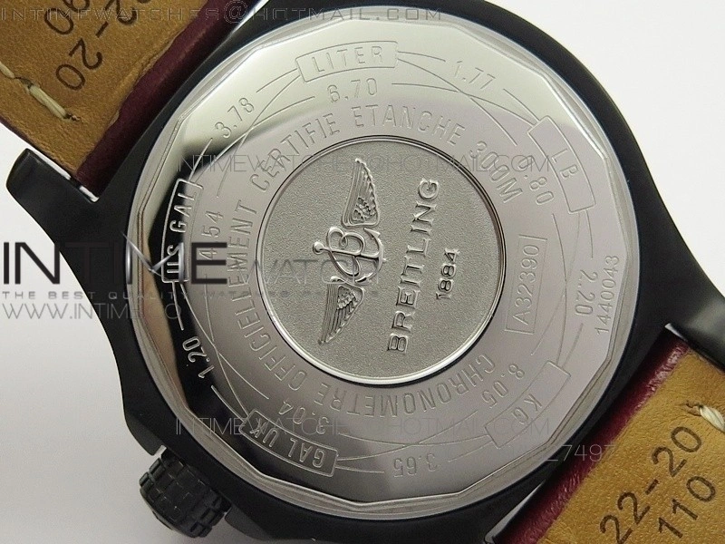 Avenger GMT DLC Black Stick Marker Textured Dial Red Inner Bezel on Leather strap A2836