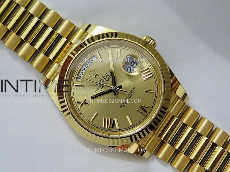 Day Date 40 YG 228238 THBF 1:1 Gain Weight Best Edition Gold Dial Roman Marker on President Bracelet VR3255 V3