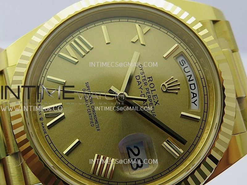 Day Date 40 YG 228238 THBF 1:1 Gain Weight Best Edition Gold Dial Roman Marker on President Bracelet VR3255 V3