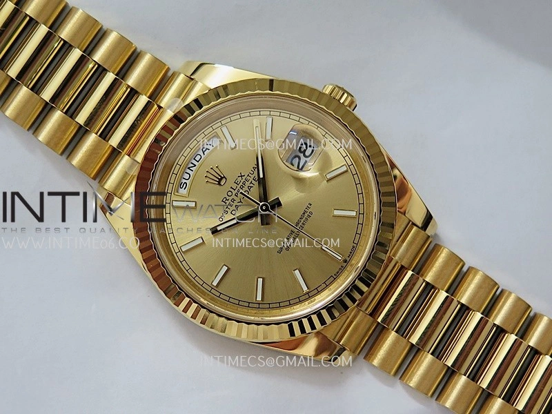 Day Date 40 YG 228238 THBF 1:1 Gain Weight Best Edition Gold Dial Stick Marker on President Bracelet VR3255 V3