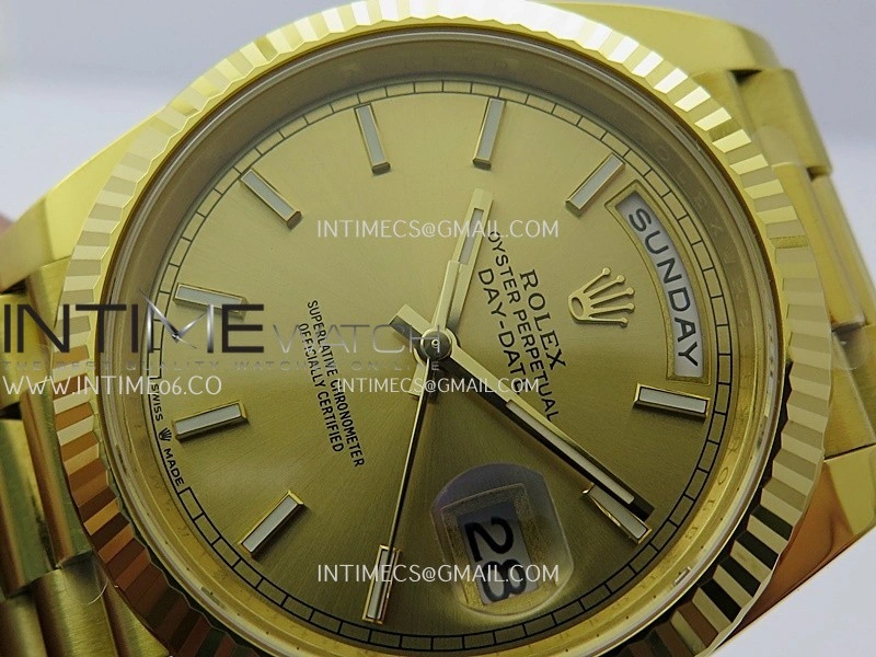 Day Date 40 YG 228238 THBF 1:1 Gain Weight Best Edition Gold Dial Stick Marker on President Bracelet VR3255 V3